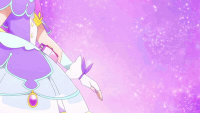 A Girl In A Purple And White Dress With A Purple Pendant GIF