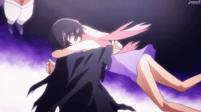 A Girl In A Purple Dress Is Being Held By A Man In A Black Cape With The Name Jospy8 On The Bottom Right GIF