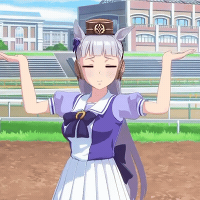 A Girl In A Purple Dress Is Standing On A Dirt Track With Her Eyes Closed GIF