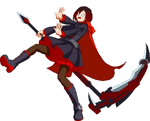 A Girl In A Red Cape Is Holding A Scythe And A Spear Sticker