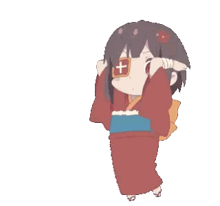 A Girl In A Red Kimono With A Cross In Her Eye Sticker