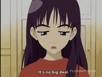 A Girl In A Red Sweater Says " It 'S No Big Deal " GIF