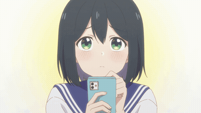 A Girl In A Sailor Suit Is Holding A Cell Phone With The Number 8 On It GIF
