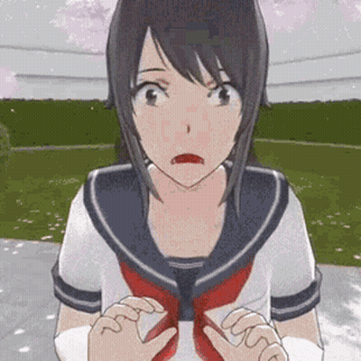 A Girl In A Sailor Uniform Is Standing On A Sidewalk In Front Of A Cherry Blossom Tree . GIF