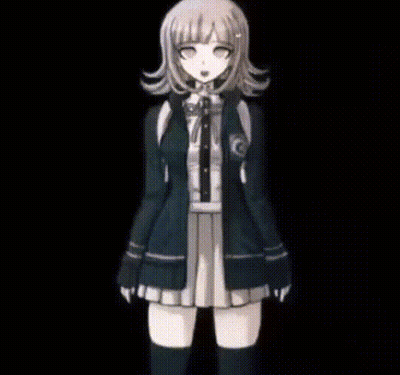 A Girl In A School Uniform Is Dancing With Her Eyes Closed On A White Background . GIF