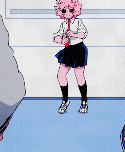 A Girl In A School Uniform Is Doing A Handstand On Her Head GIF