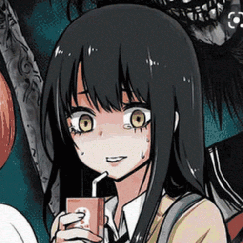 A Girl In A School Uniform Is Drinking Through A Straw From A Box With The Number 2 On It . GIF