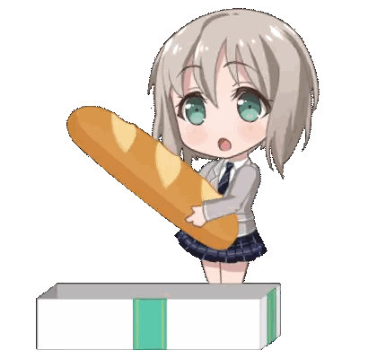 A Girl In A School Uniform Is Holding A Loaf Of Bread In Her Mouth Sticker