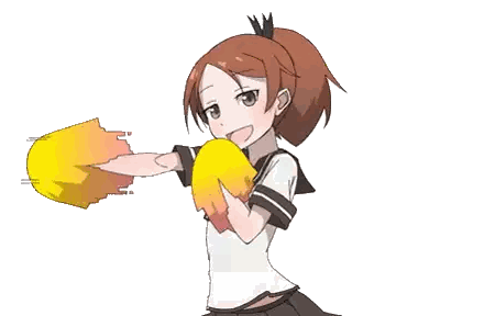 A Girl In A School Uniform Is Holding A Yellow Object Sticker