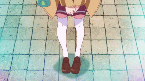A Girl In A School Uniform With A Green Bag GIF