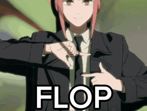 A Girl In A Suit And Tie Is Making A Flop Gesture GIF