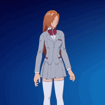 A Girl In A Suit And White Thigh High Socks GIF