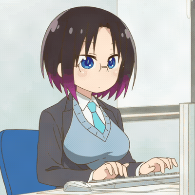 A Girl In A Suit Is Typing On A Computer Keyboard GIF