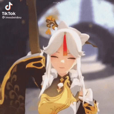 A Girl In A Video Game Is Holding A Sword . GIF