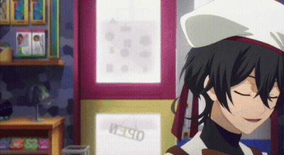 A Girl In A White Hat Stands In Front Of A Pink Wall With A Sign That Says Open GIF