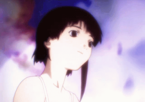 A Girl In A White Tank Top Is Looking Up At Something GIF