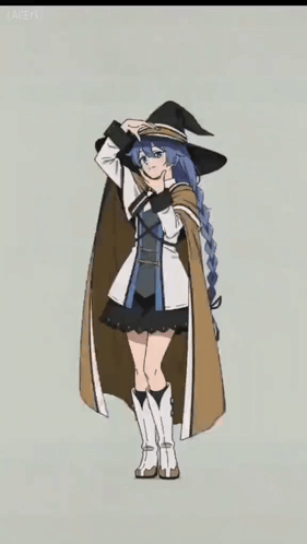 A Girl In A Witch Costume With A Cape GIF