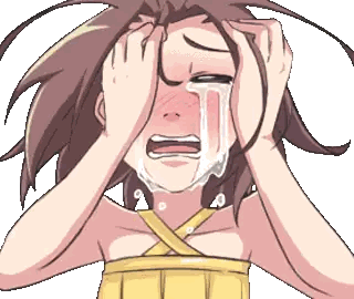 A Girl In A Yellow Dress Is Crying With Tears Coming Out Of Her Eyes Sticker