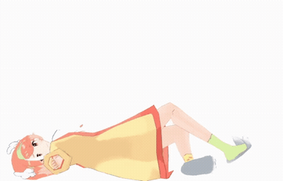 A Girl In A Yellow Dress Is Laying On Her Back GIF