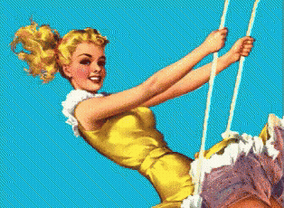 A Girl In A Yellow Dress Is Swinging On A Swing GIF