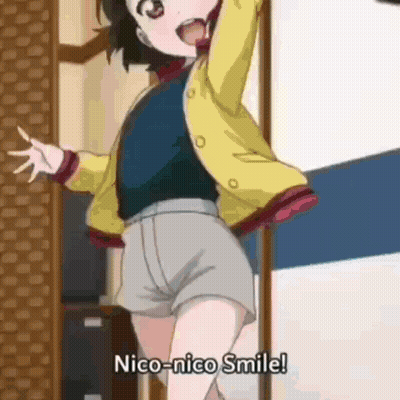 A Girl In A Yellow Jacket And Shorts Is Standing In Front Of A Door . GIF