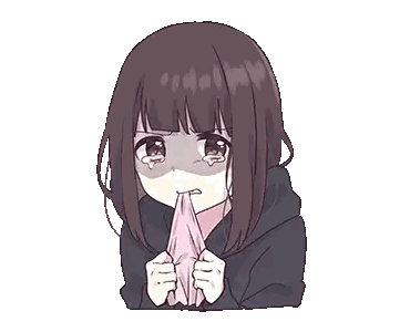 A Girl Is Crying While Holding A Pink Cloth In Her Hands . Sticker