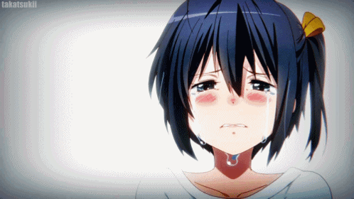 A Girl Is Crying With Tears Coming Out Of Her Eyes And The Name Takatsukii Is On The Bottom Right GIF