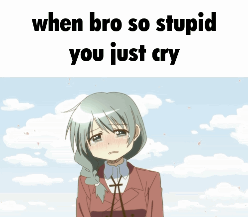 A Girl Is Crying With The Words When Bro So Stupid You Just Cry GIF