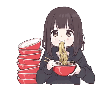 A Girl Is Eating A Bowl Of Noodles With Chopsticks Sticker