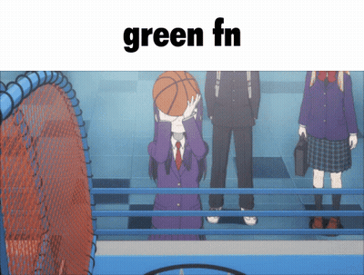 A Girl Is Holding A Basketball In Front Of Her Face And The Word Green Fn Is Above Her GIF