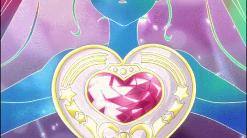A Girl Is Holding A Heart Shaped Object In Her Chest GIF