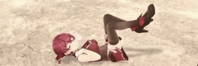 A Girl Is Laying On The Ground With Her Legs Crossed . GIF
