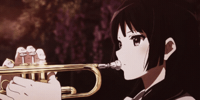 A Girl Is Playing A Trumpet In A Cartoon GIF