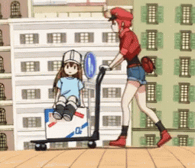 A Girl Is Pushing A Trolley With A Child In It GIF