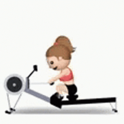 A Girl Is Riding A Rowing Machine With A Rope . GIF