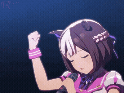 A Girl Is Singing Into A Microphone With Her Eyes Closed And Her Fist In The Air GIF