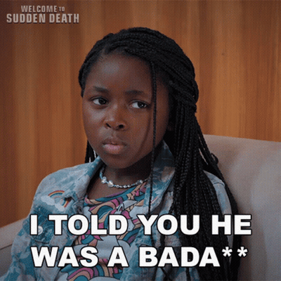 A Girl Is Sitting On A Couch And Says I Told You He Was A Bada GIF