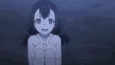 A Girl Is Sitting On The Ground With Her Legs Crossed And Smiling At The Camera . GIF