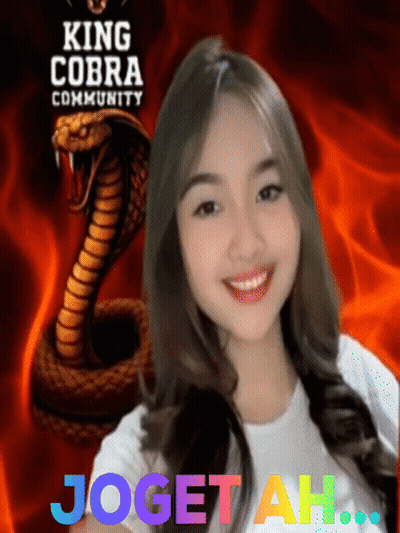 A Girl Is Smiling In Front Of A King Cobra Community Poster GIF