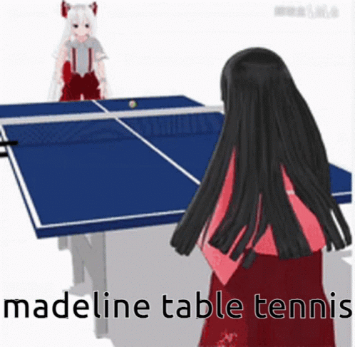 A Girl Playing Ping Pong With The Words Madeline Table Tennis GIF