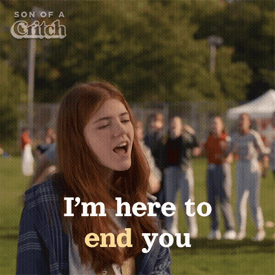 A Girl Says I 'M Here To End You In Front Of A Group Of People GIF