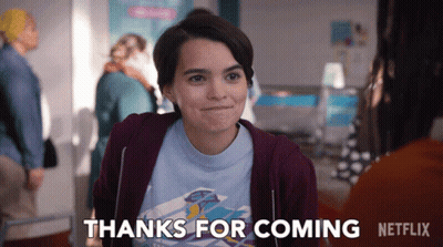 A Girl Says Thanks For Coming In A Netflix Advertisement GIF