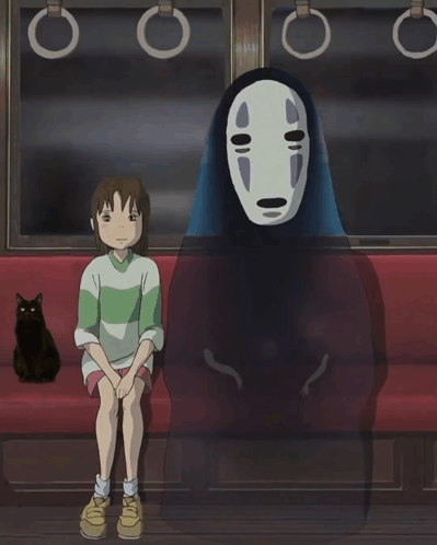 Girl Next To Ghost With Mask GIF