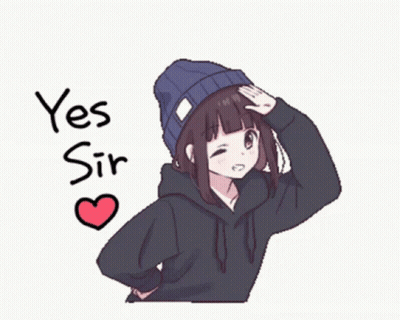 A Girl Wearing A Beanie And A Hoodie Says Yes Sir With A Heart GIF