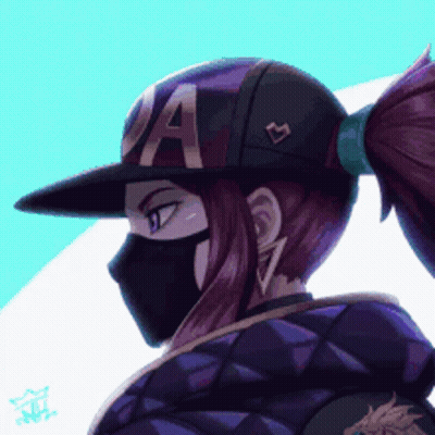 A Girl Wearing A Mask And A Baseball Cap With The Letter A On It GIF