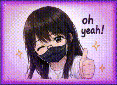 A Girl Wearing A Mask Is Giving A Thumbs Up . GIF