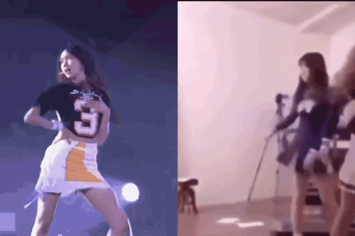 A Girl Wearing A Number 3 Shirt Is Dancing On A Stage GIF