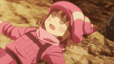A Girl Wearing A Pink Hat With A Swirl Around Her Eyes GIF