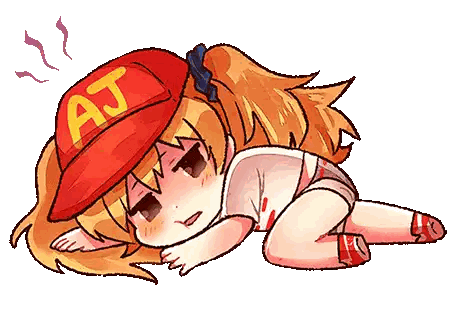 A Girl Wearing A Red Hat That Says Aj On It Sticker