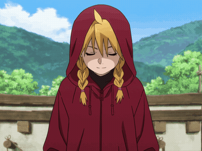 A Girl Wearing A Red Hooded Jacket With Her Eyes Closed GIF